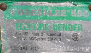 GREENLEE 555 HYDRAULIC ELECTRIC PIPE CONDUIT BENDER  