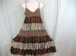 GUESS Art Wear Frilly Aqua Lace Brown/Aqua Tiered Skirt High Waist 