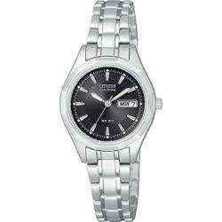 Citizen Eco drive Womens Black Dial Stainless Steel Watch   