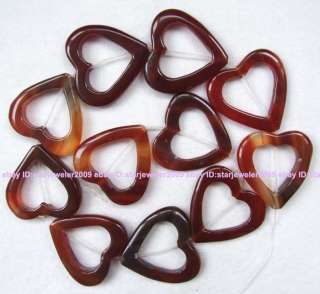 28x30mm red Agate heart shaped ring loose Beads 12  