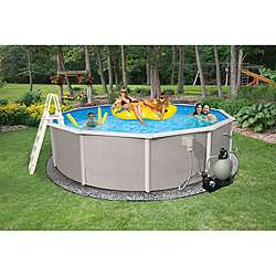 Belize Above Ground 24 foot Round Swimming Pool Package  Overstock 