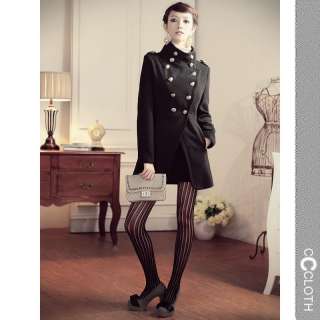 Black Attractive Mod 80s Elegant Trench Coat Size S M  