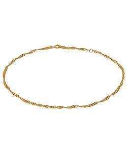 14 kt Yellow Gold Adjustable Singapore Anklet  