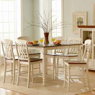   piece Casual Country Antique White Dining Table Set  