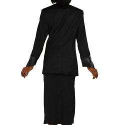Divine Apparel Womens Plus Size Satin Trimmed Asymmetrical Skirt Suit 