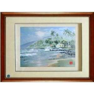  Framed Chinese Silk Embroidery: Seashore 18.5x22.5 Home 