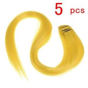   Hair Extensions Straight Wigs Hairpieces 25 Inch Long   Yellow Beauty
