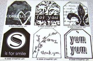 Stampin Up Stamp Singles Too Terrific Tags, You Pick  