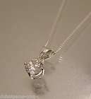   LADIES STERLING SILVER PRONG CLAW SET CREATED DIAMOND CHAIN NECKLACE