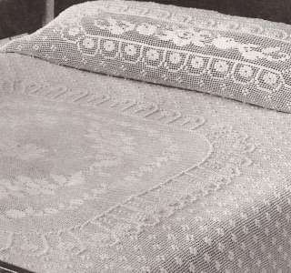 Vintage Popcorn Filet Crochet Cameo Rose Bedspread Ptrn  