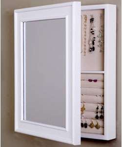Wall mounted Mirrored White Jewelry Box  Overstock