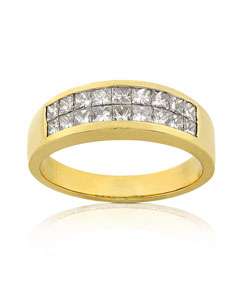 18k Yellow Gold 1ct TDW Two Row Diamond Ring  Overstock