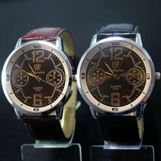 2pcs new Mens leather fashion large quartz watch,B5 2  