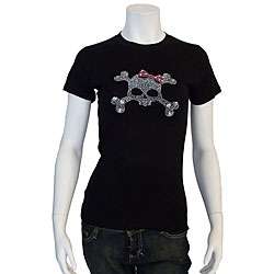 Crazy Haute Womens Rhinestone Skull T shirt  