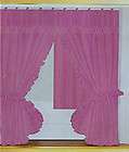 PINK: Ruffled Double Swag Fabric Shower Curtain+Vinyl Liner+12 