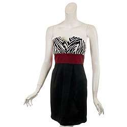   Womens Strapless Zebra Print Black/ Red Party Dress  Overstock