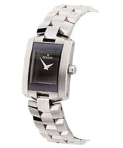 Movado Eliro Womens Black Dial Stainless Steel Watch  