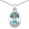Sterling Silver Blue Topaz and 1/3ct TDW Diamond Necklace (G H, I3 