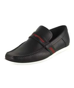Gucci Leather Boat Shoes with Red & Green Web  Overstock