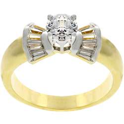Michele Mies Goldtone Bow tie Engagement inspired CZ Ring   