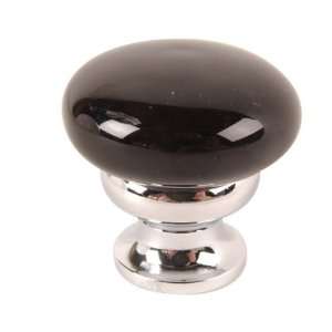  Mushroom Glass Knob Black 1 1/4