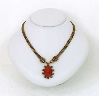   STUNNING 14K GOLD CARVED CORAL CAMEO & SEED PEAEL NECKLACE  