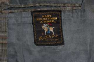 Vintage Hart S Marx Gray Check W Pane 2 Piece Suit 41 R  