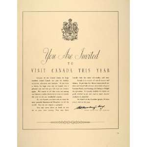  1940 Ad Canada Travel Prime Minister Mackenzie King 