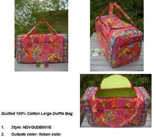 FREE SHIPPING QUILTED COTTON LARGE DUFFLE BAG DUFFEL  