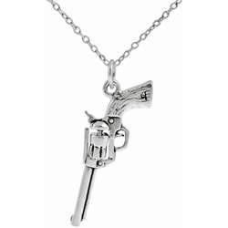 Sterling Silver Hand Gun Necklace  