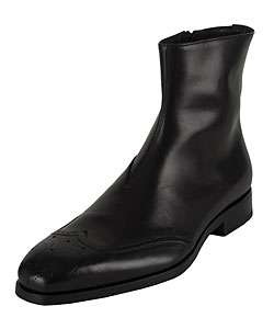 Prada Leather Boots with Perforated Oxford Toe  