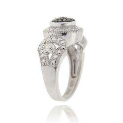   Silver 1/7ct TDW Blue Diamond Solitaire Fashion Ring  
