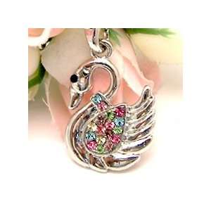  Multicolor Swan Cubic Stone Cell Phone Charm / Strap Cell 
