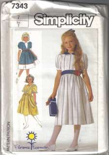   7343 Girls Dress in two lengths Sewing Pattern Size 7  