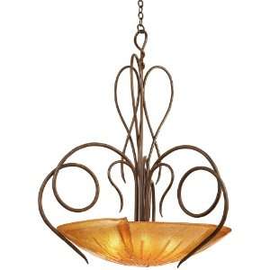   Tortoise Shell with Flame Glass Large Pendant Light