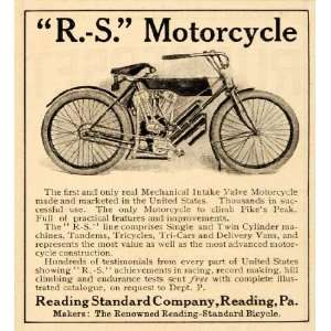  1908 Vintage Ad R S Motorcycle Tri Car Reading PA Antique 