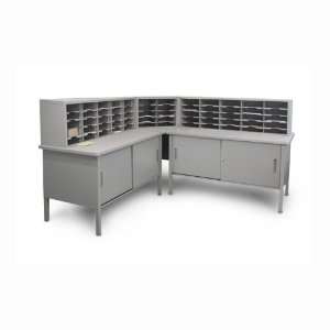  Mailroom Corner Storage Table with 60 Slot Organizer 