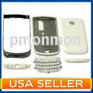White AT&T Blackberry Torch 9800 Replacement Housing w Bezel/Back Door 