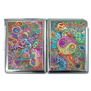 Hippie Art Peace Cigarette Case with Built in Lighter Wallet Card 