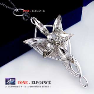Lord of the rings Silver Arwen Evenstar Necklace with SWAROVSKI 