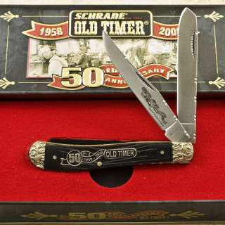   50th Anniversary TRAPPER Pocket Knife Jigged Bone Old Timer Tin  