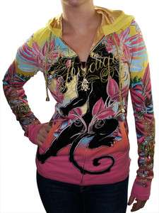 CHRISTIAN AUDIGIER Ed Hardy Panther Wings Tattoo Womens Hooded 