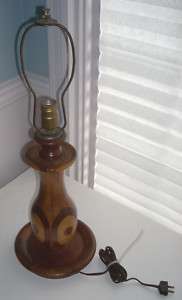 Vintage Hand Made Inlaid Wood Table Lamp  