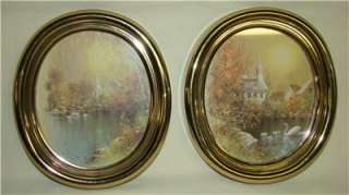   Home Interiors Oval Framed Church Lake Swan Scene Wall Pictures  