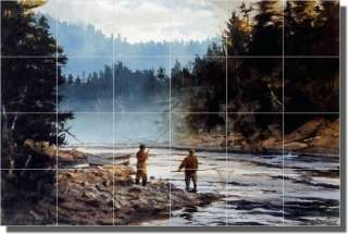 Smith Fishing River Woods Accent Ceramic Tile Mural Art  