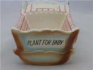 Vintage Enesco Ceramic Baby Cradle Bank & Planter  