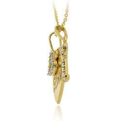 18k Gold over Silver Diamond Heart Love and Key Necklace   