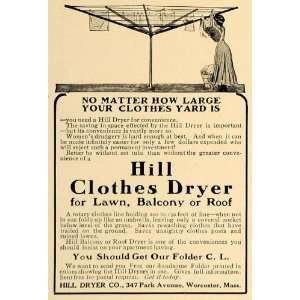  1909 Ad Hill Dryer Company Worcester Clothes Lawn Roof 