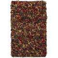 Hand woven Multi color Leather Shag Rug (36 x 56 