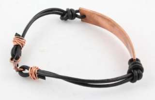 Copper Leather Bracelet Personalized Custom Men Dad  